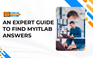 Expert guide to finding MyITLab answers with a student working on a laptop.