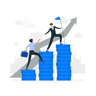 Economics exam taker helping a person climb the ladder of success