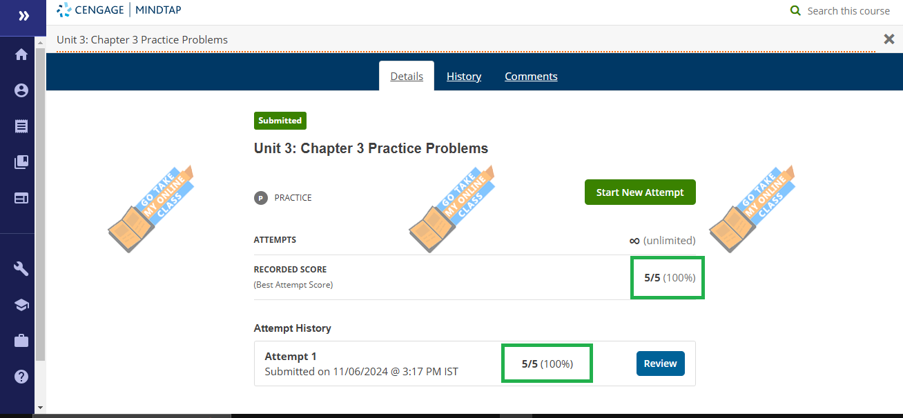 Cengage MindTap Practice Problems solve