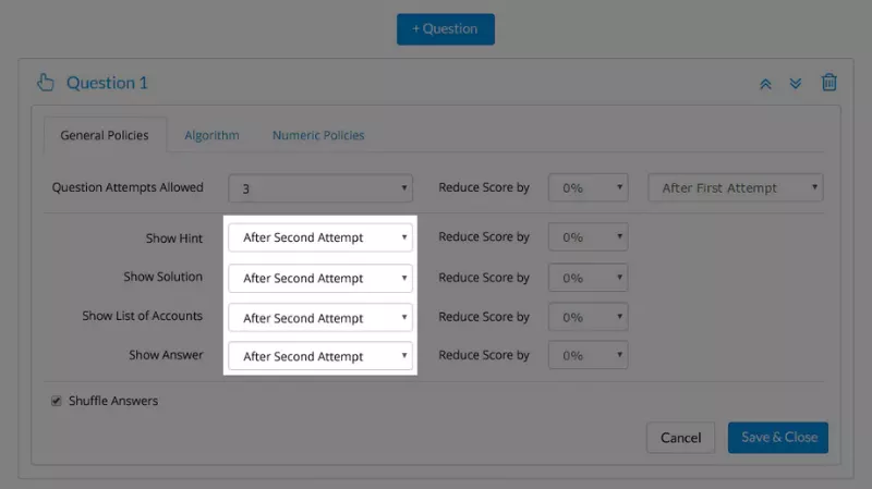 Assignment policy settings menu in WileyPLUS showing attempt limits and assistance options, influencing WileyPLUS cheating<br />
