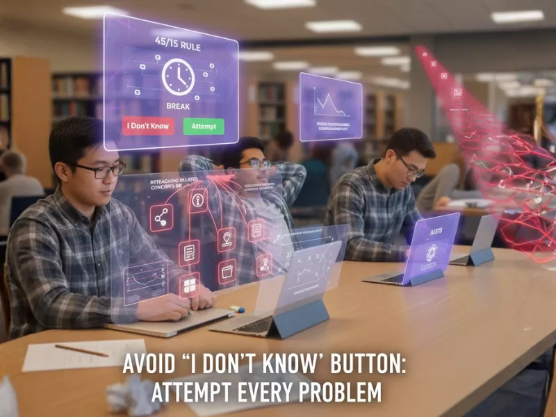 Students studying with holographic overlays. How to Finish ALEKS Topics Fast: Avoid the "I Don't Know" button; attempt every problem actively