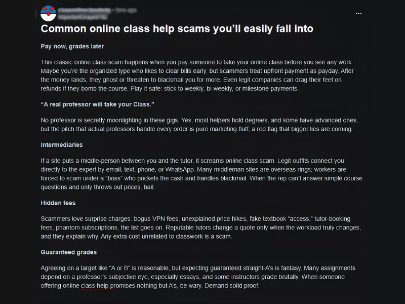  Common online class help scams you_ll easily fall into<br />
