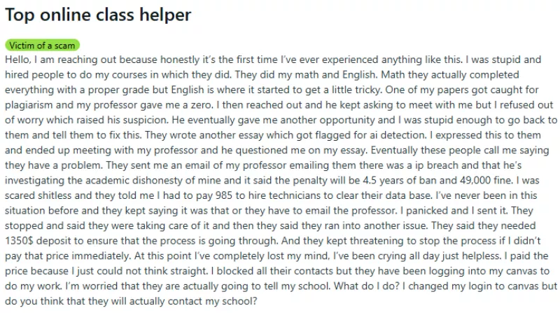 Is hiring an online class helper legit? Student scam warning review