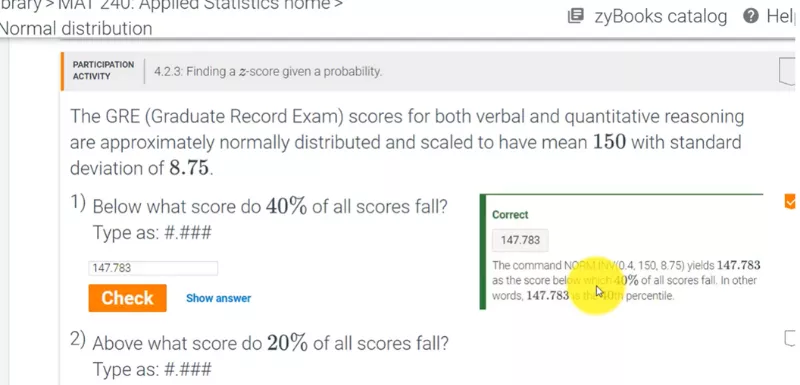 zyBook interface showing show answer feature.<br />
