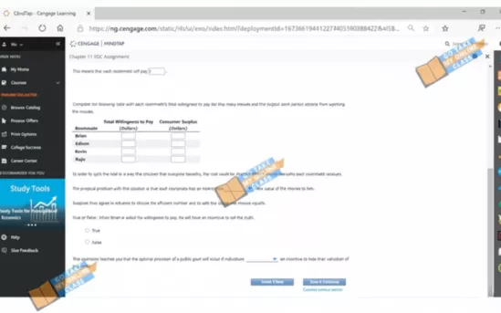 Screenshot of an economics assignment used to find cengage mindtap answers on the platform<br />
