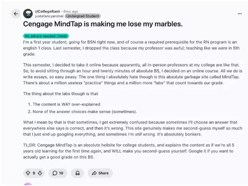 Reddit post venting about the need for a mindtap cengage answer key due to confusing labs<br />
