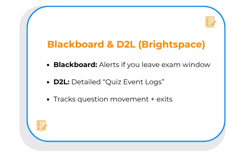 Blackboard and D2L event logs used for online class tab switch detection Blackboard and D2L event logs used for online class tab switch detection