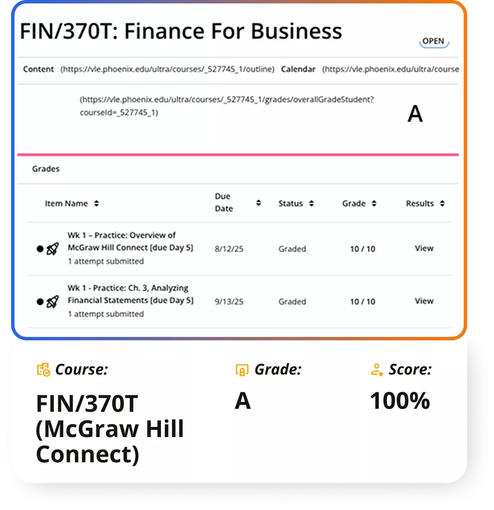 Course FIN370T (McGraw Hill Connect)