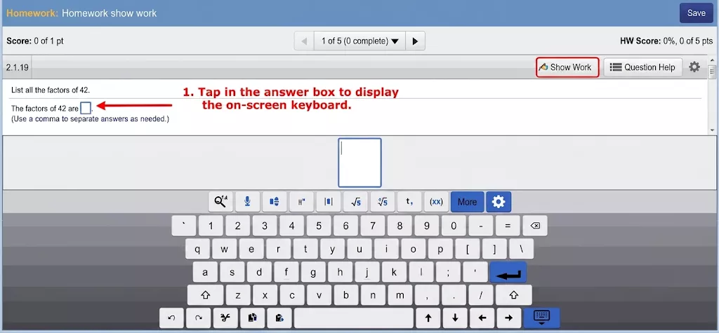 a portal snapshot where the process of submitting homework is presented.
